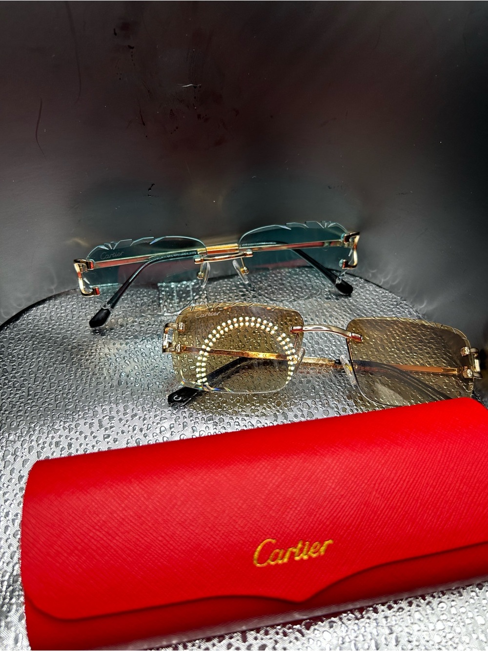 Carti Men’s Rimless Gold Sunglasses - Gold 2 PAIRS WIT BOXES